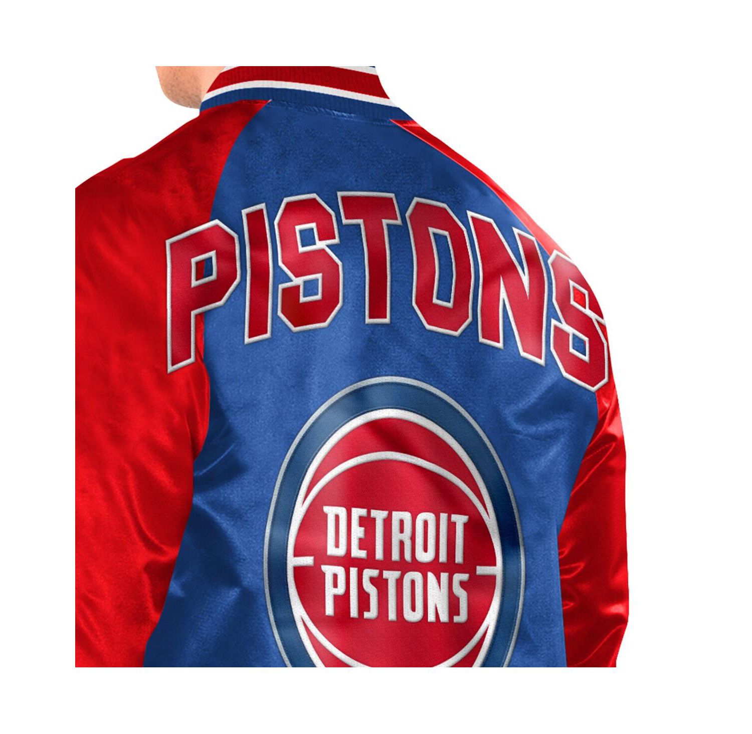 Men's Blue/Red Detroit Pistons Inductee Raglan Full-Snap Varsity Jacket