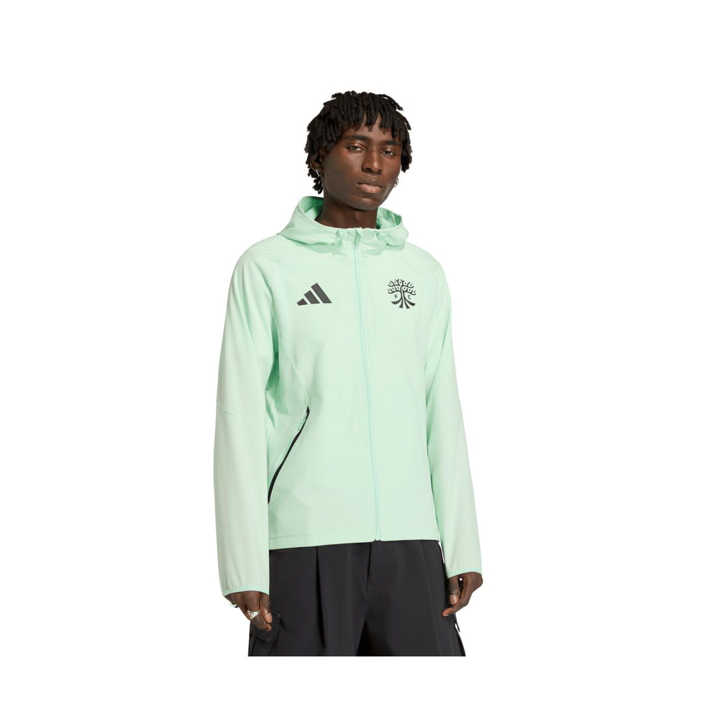 Мужская куртка adidas Green Austin FC Tiro Travel Full-Zip Hooded Windbreaker — фото 1