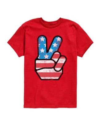 Boys' 8-20 Instant Message USA Flag Peace Short-Sleeve Graphic T-Shirt