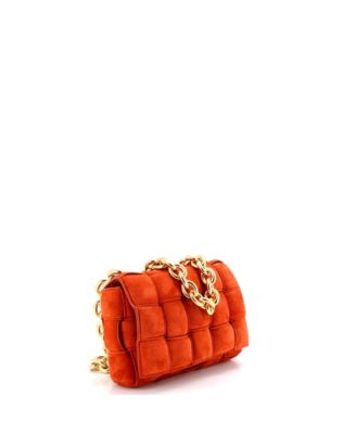 Cassette Chain Crossbody Bag Padded Maxi Intrecciato Suede