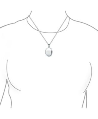 Petite Simple Plain Oval Photo Locket .925 Necklace Pendant