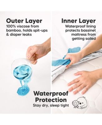 2-Pack Isla Waterproof Bassinet Sheets for Boy, Girl, Baby Fitted Bassinet Mattress Protector Cover