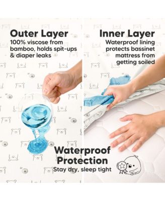 2-Pack Isla Waterproof Bassinet Sheets for Boy, Girl, Baby Fitted Bassinet Mattress Protector Cover