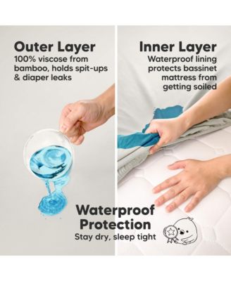 2-Pack Isla Waterproof Bassinet Sheets for Boy, Girl, Baby Fitted Bassinet Mattress Protector Cover