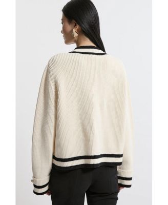 Women's Cotton V-Neck Knit Boxy Jumper