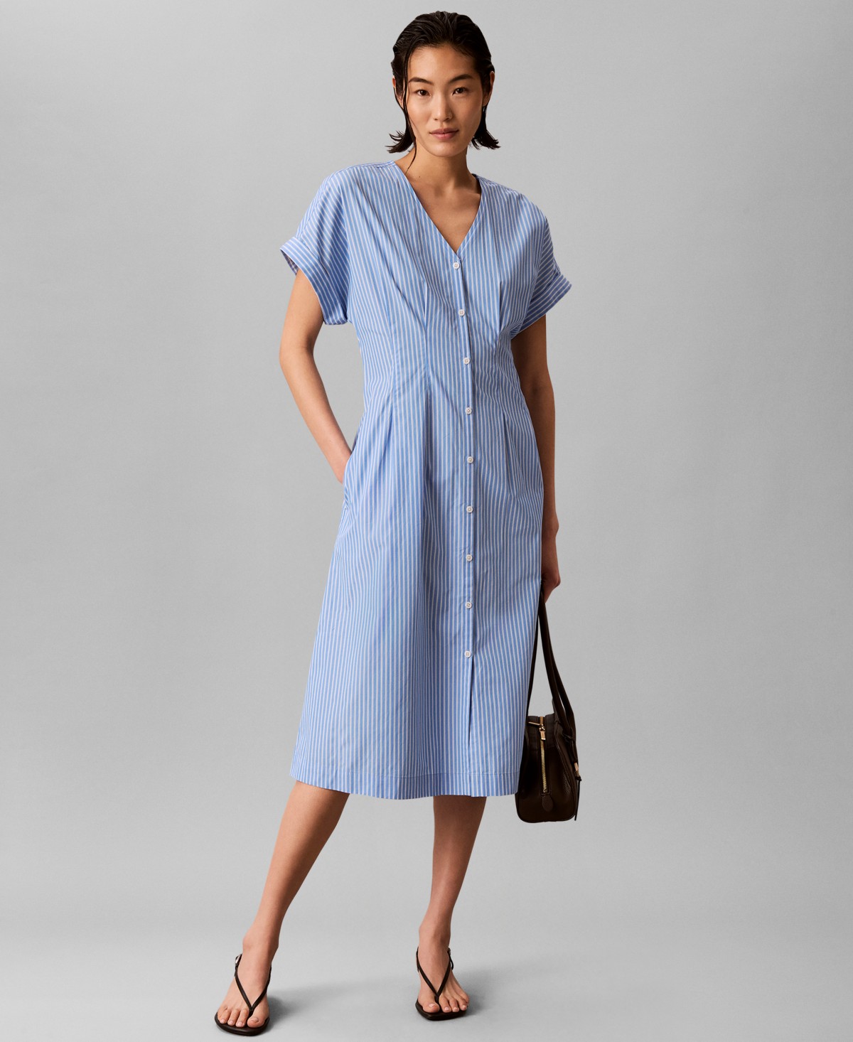 Женские платья Calvin Klein Women's Short-Sleeve V-Neck Shirt Dress — фото 1
