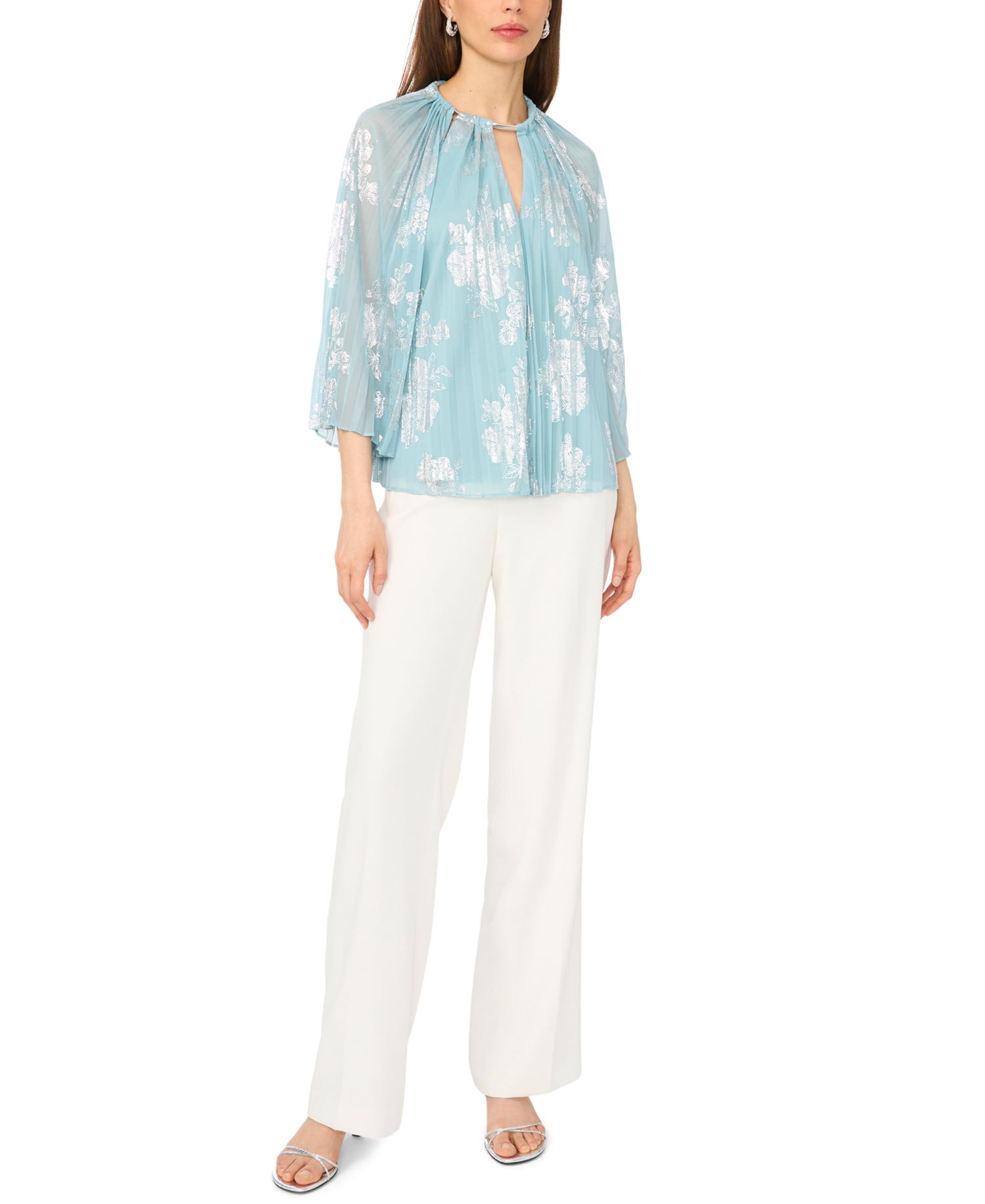 Women's 3/4-Length-Sleeve Keyhole Neck Top