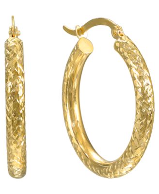 Diamond Cut Hoop Earrings in 10k Yellow Gold