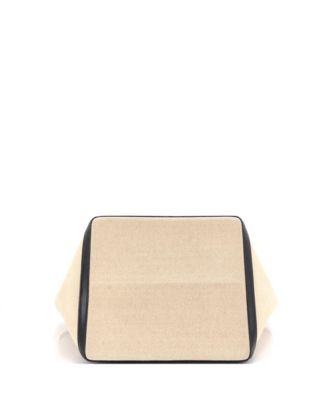 Large Vertical Square Cabas Tote Canvas with Leather