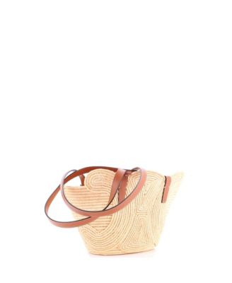Small Triomphe Basket Shoulder Bag Braided Raffia and Leather
