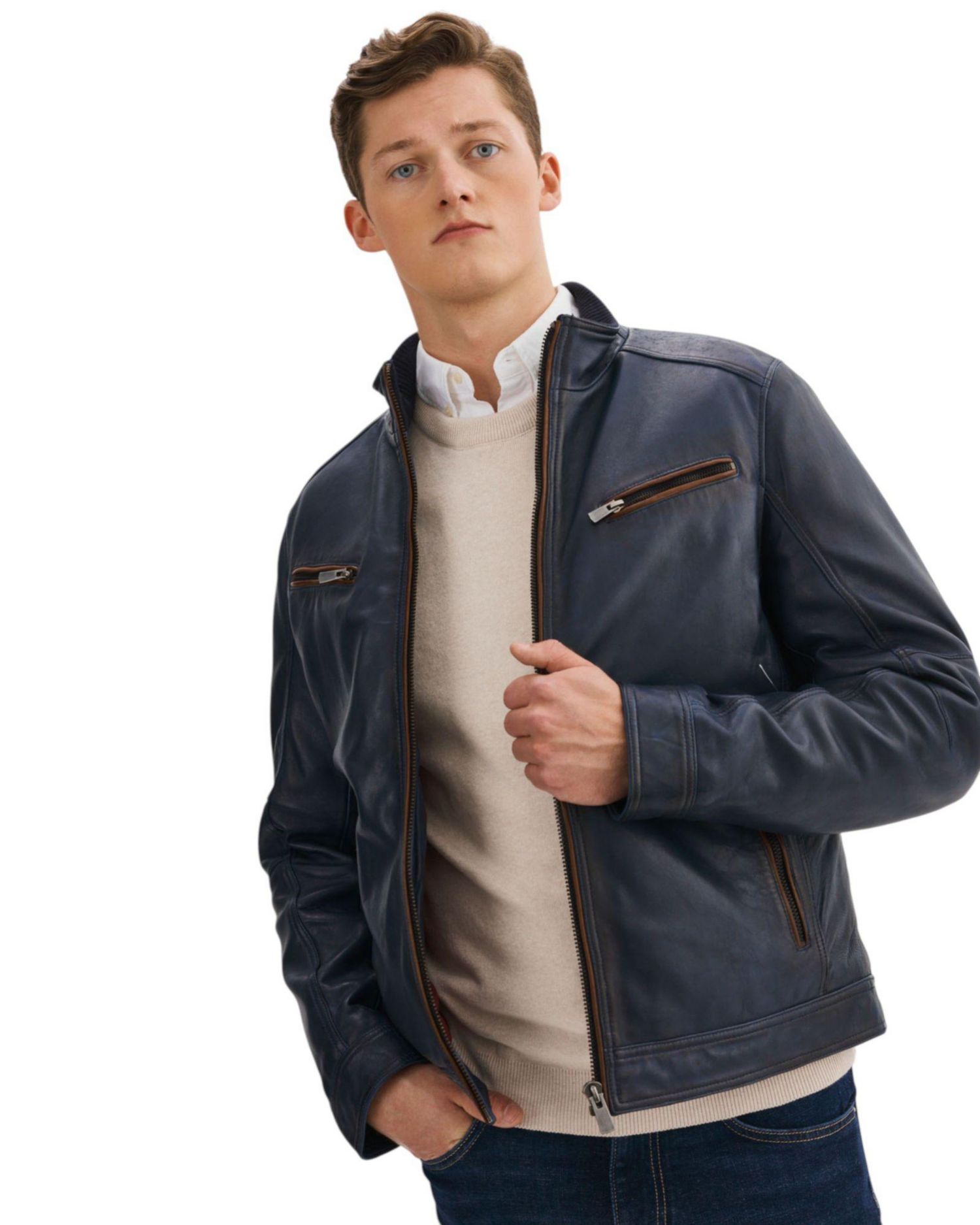 Men's GUNNAR Leather Biker Jacket
