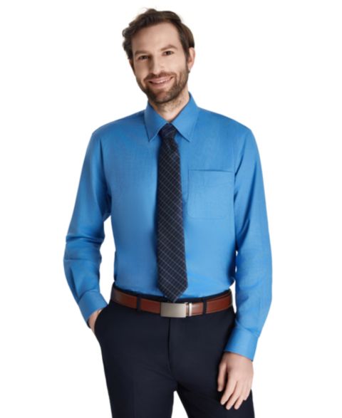 Мужская рубашка Club Room Button-Down Oxford Solid Dress Shirt, цвет: Синий