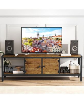 65" TV Stand for Bedroom, Farmhouse Cabinet with Storage, Fits up to 75" TVs, Wooden Console