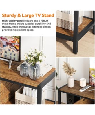 65" TV Stand for Bedroom, Farmhouse Cabinet with Storage, Fits up to 75" TVs, Wooden Console
