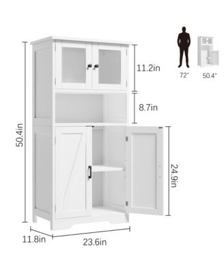 Storage Cabinets, 54 Inch Tall Hutch Bar Cabinet with Glass Doors and Adjustable Shelves