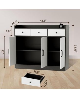 42 Point 5 Inch Sideboard Buffet Storage Cabinet with Adjustable Shelves  for Living Room Entryway and Dining Room