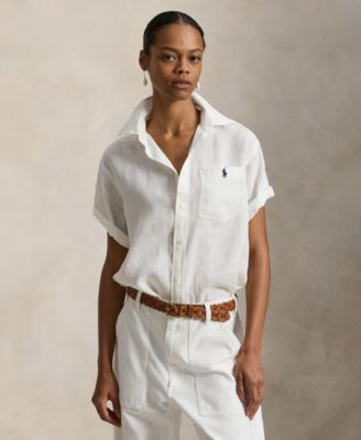 Women's Oversize Fit Linen Short-Sleeve Shirt