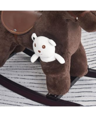 Kids Plush Ride-On Rocking Horse Toy Chair w/ Soft Plush Toy