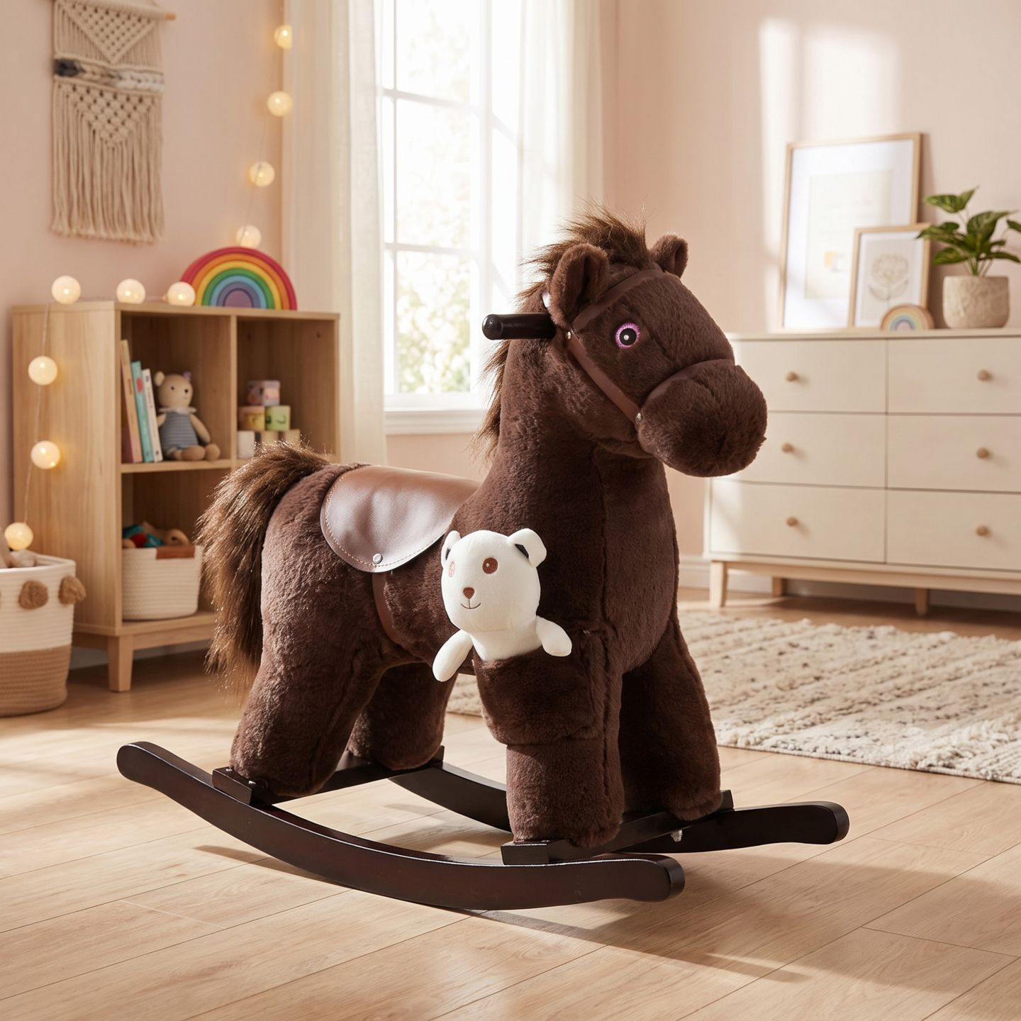 Детская мягкая игрушка Qaba Plush Ride-On Dinosaur Rocking Horse Toy, Up to 66 lbs., от 3 лет — фото 5