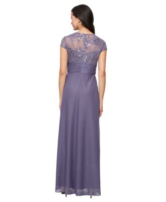 Petite Sequin Embroidered-Lace Gown