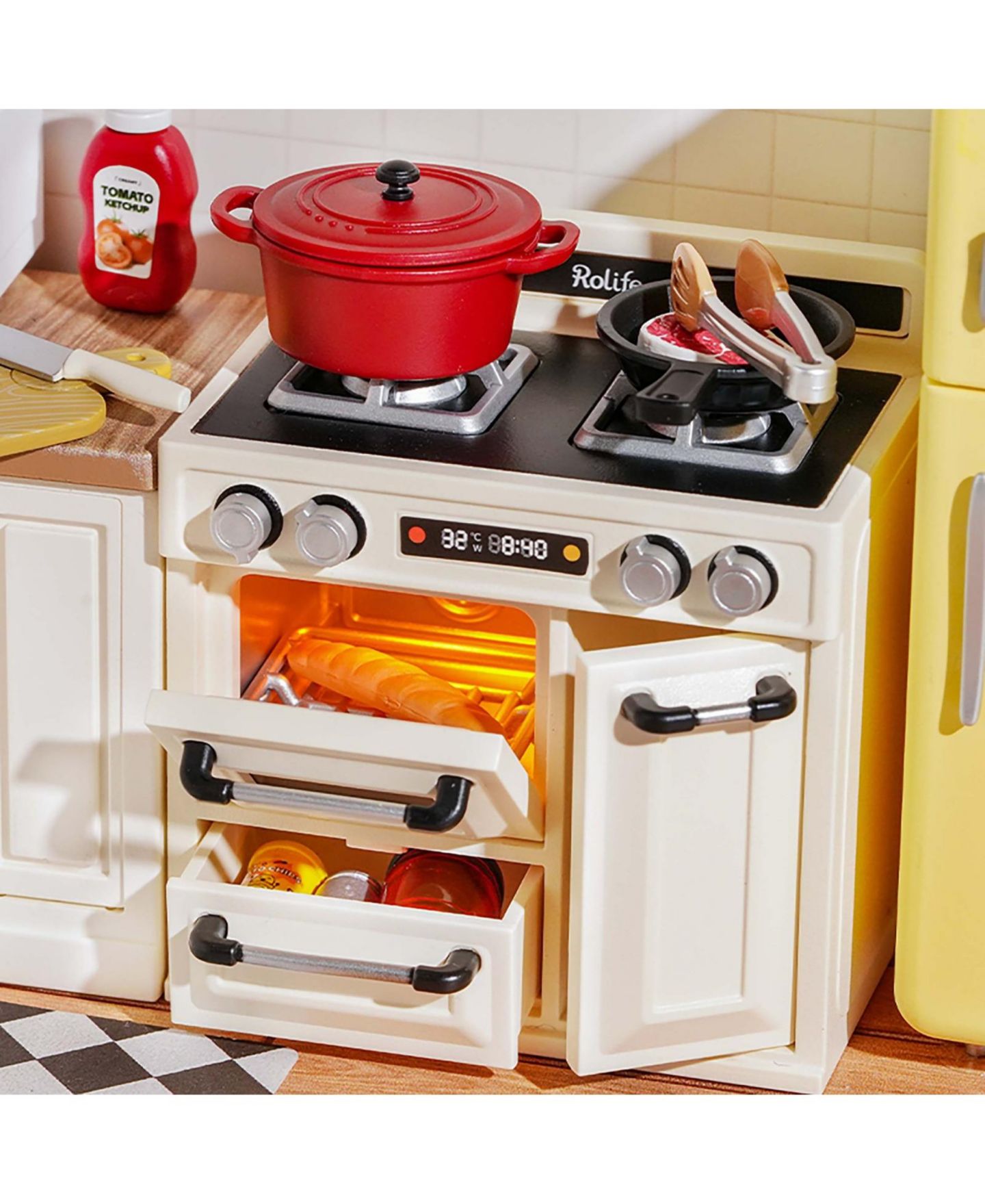 Сборный соединяемый кукольный домик Robotime Happy Meals Kitchen, 16 x 16 x 15 см, 8+ — фото 6