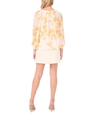 Women's V-Neck Pleated-Sleeve Blouse