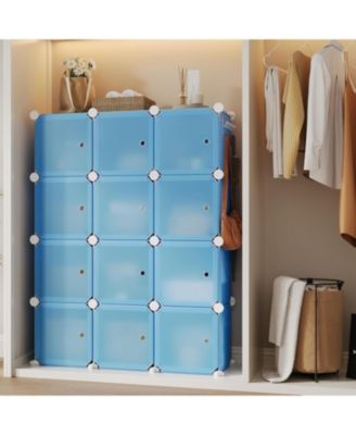 12-Cube Stackable Modular Shoe Storage Cabinet Organizer with Doors