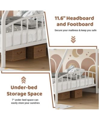 Twin Over Full Metal Bunk Bed with Ladder & Guardrail, Heavy Duty Steel Frame, Space Saving Bed for Kids