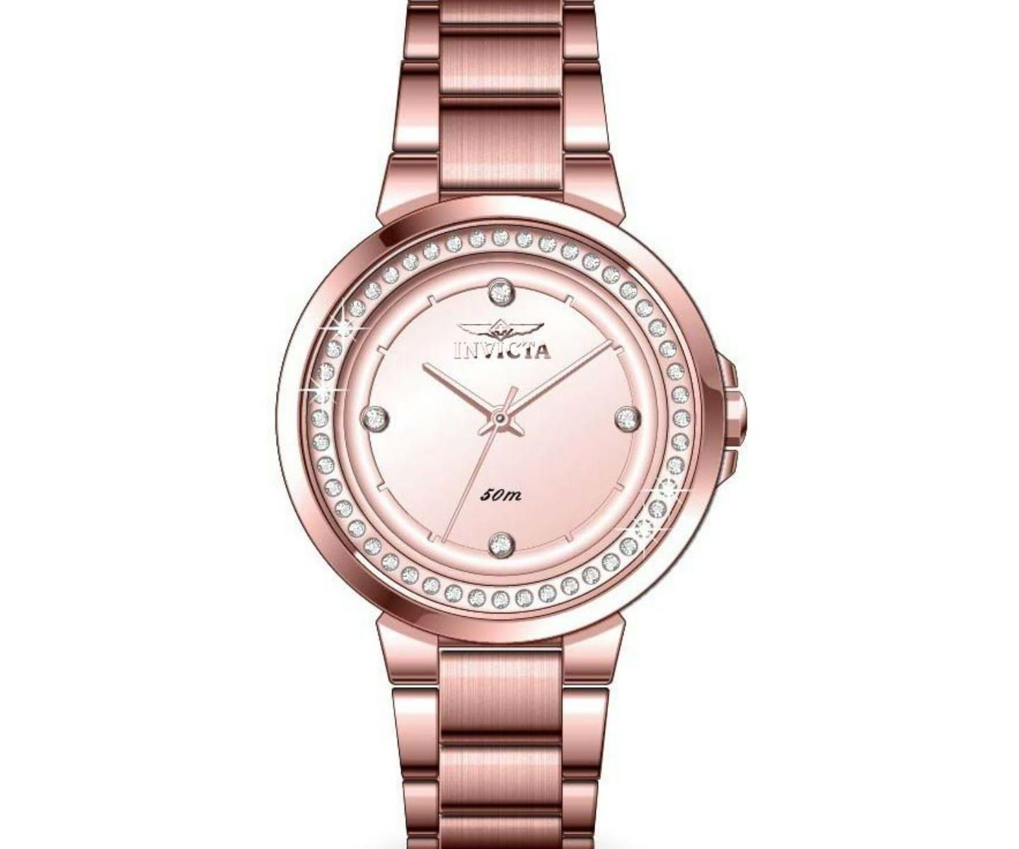 Женские часы Invicta 50167 Angel Quartz PC21S Metal Dial, цвет: Розовое золото — фото 2