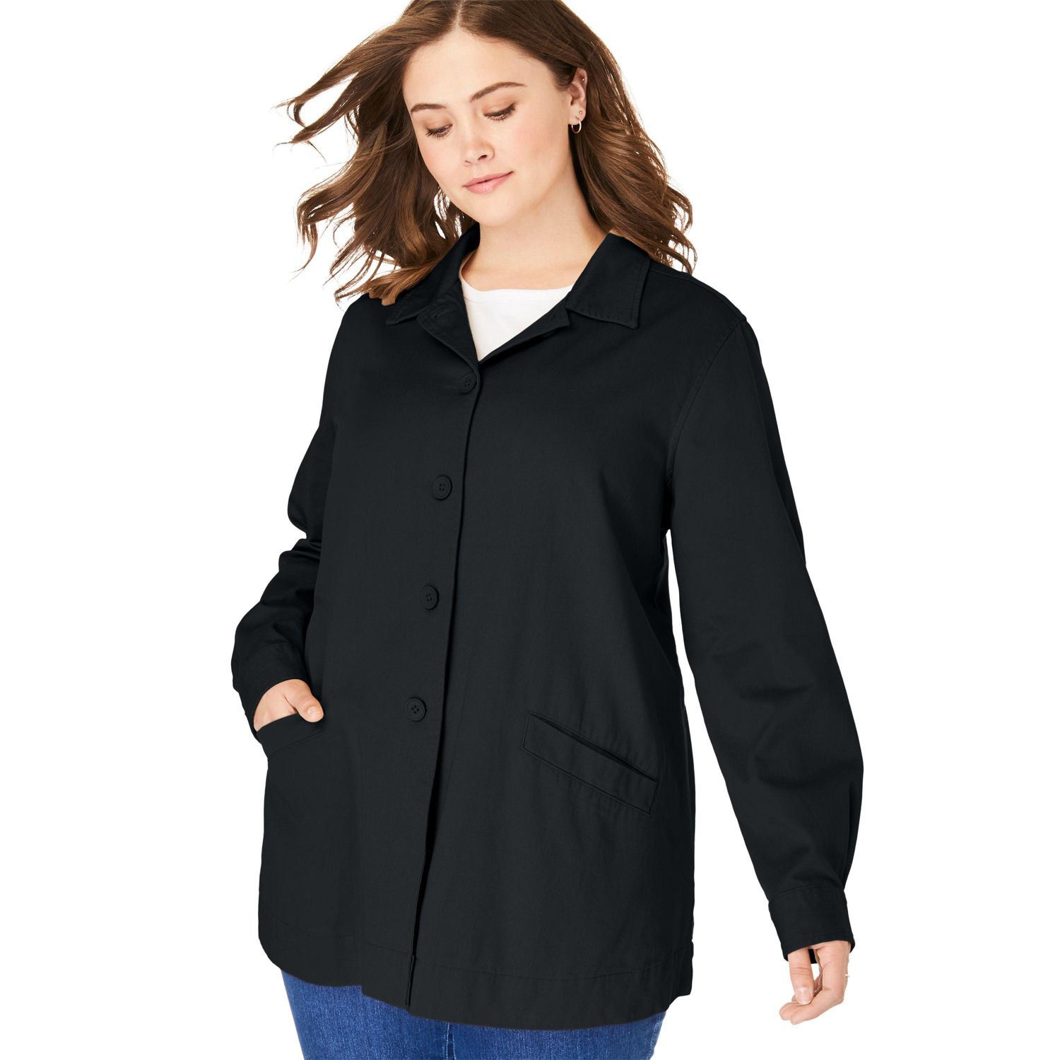 Plus Size Within Pleat-Back Denim Jacket