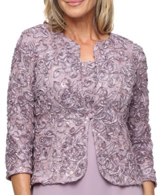 Women's Empire Waist Long Open Soutache Jacket Dress