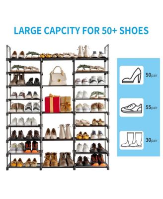 9-Tier Stackable Shoe Rack Organizer, Holds 50 Pairs