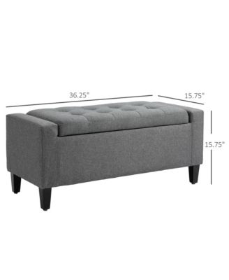 Linen Upholstered Storage Ottoman with Lift Top and Button Tufting