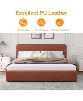 King Upholstered Platform Bed Frame with Headboard & Storage Drawers, Wood Slats Support, Noise Free