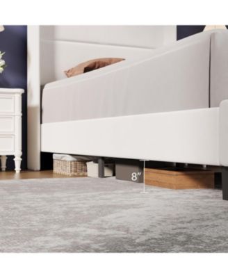 Twin Velvet Bed Frame with Wingback Headboard, Upholstered Platform Bed with Wood Slats, No Box Spring Needed