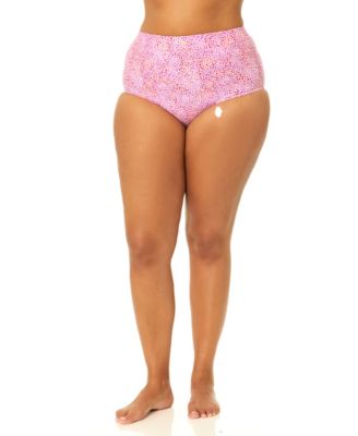 Plus Size Island High-Waist Printed Swim Bottoms
