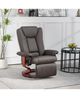 Manual Swivel Recliner Chair with PU Leather and Footrest