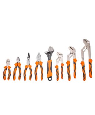 8-Piece Pliers Set, High Carbon Steel - 12", "10", "8" Groove and Linesman's Pliers and Adjustable Wrench and Tool Bag