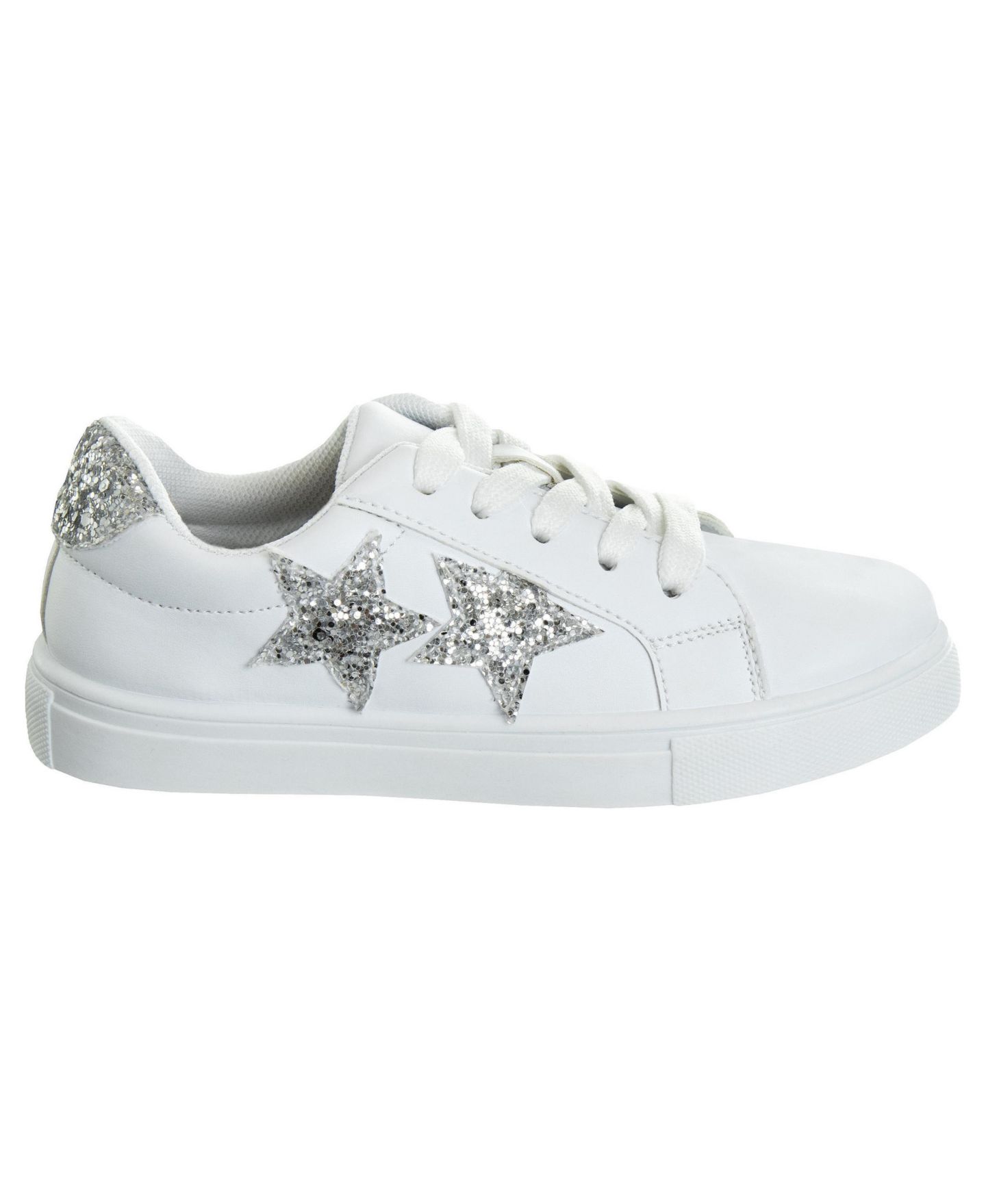 Кроссовки Kensie Girl Kensie Lace Up Glittery Casual Stylish Fashionable Comfortable Durable Sneakers для девочек, цвет: Белый — фото 2
