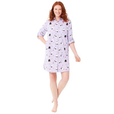 Women's Dreams and Co. Plaid Flannel Button-Front Sleepshirt