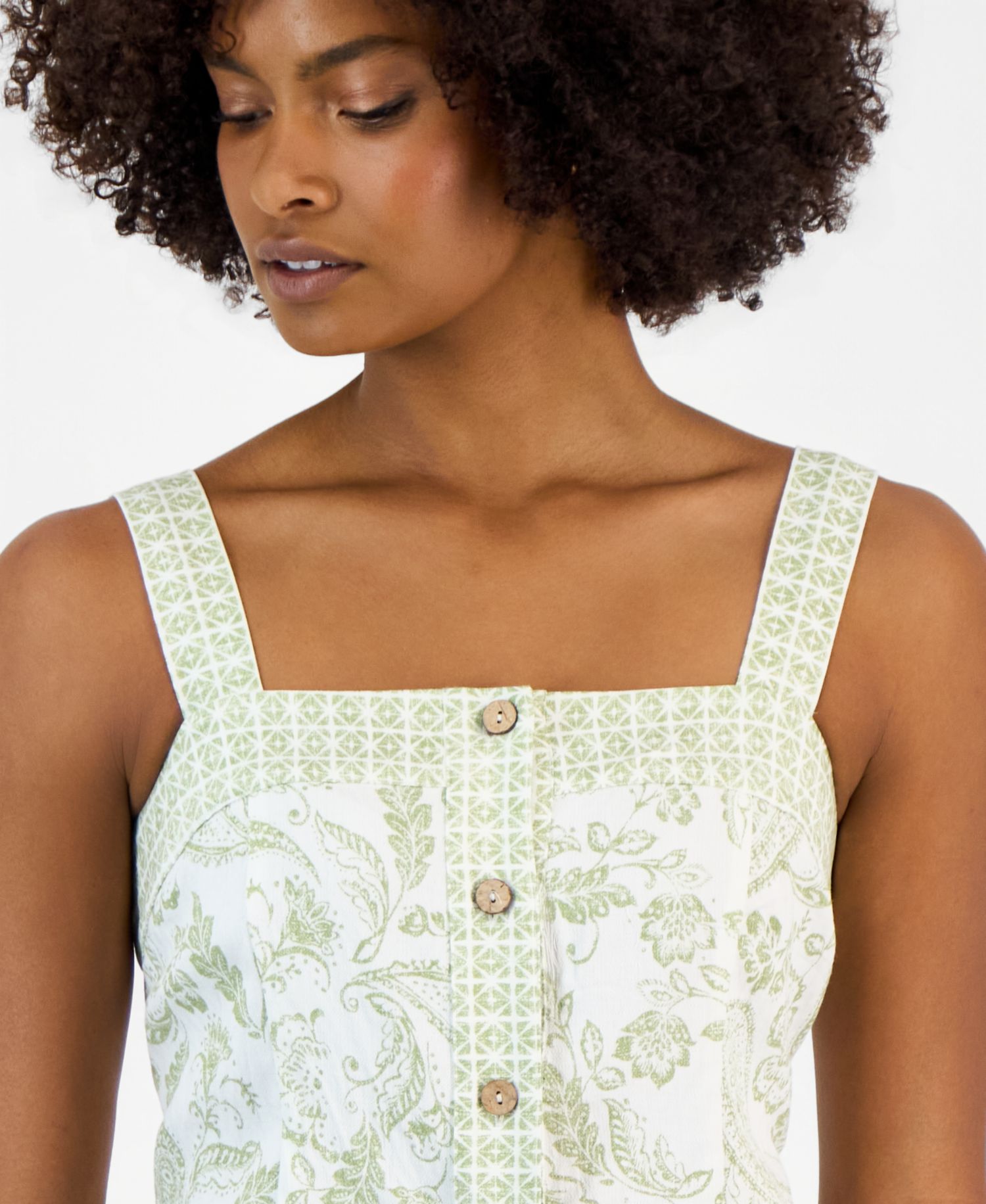 Women's Square-Neck Button-Down Top