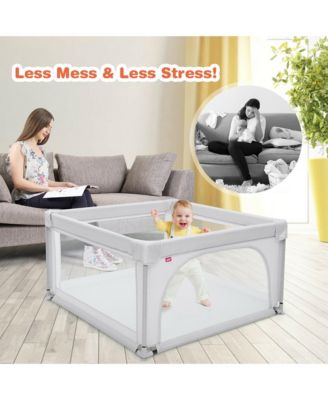 Toddler Playpen Large Safety Play Center Yard w/ 50 Ocean Balls Grey