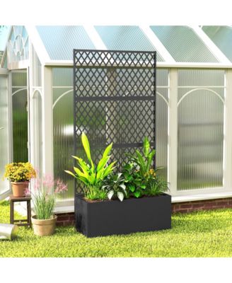 Metal Planter Box with Trellis, Diamond Lattice Privacy Planter
