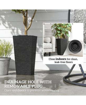 22.8 Inch Tall Planters, Set of 3 Plastic Flower Pots,