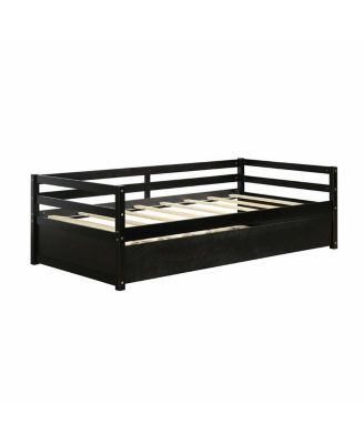 Wooden Slat Trundle Platform Bed