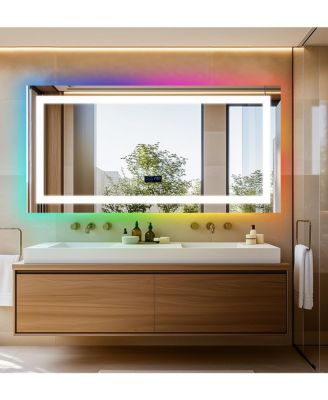 Smart LED Bathroom Mirror Vanity Mirrors With Bluetooth Speaker 11 Colors Dimmable RGB