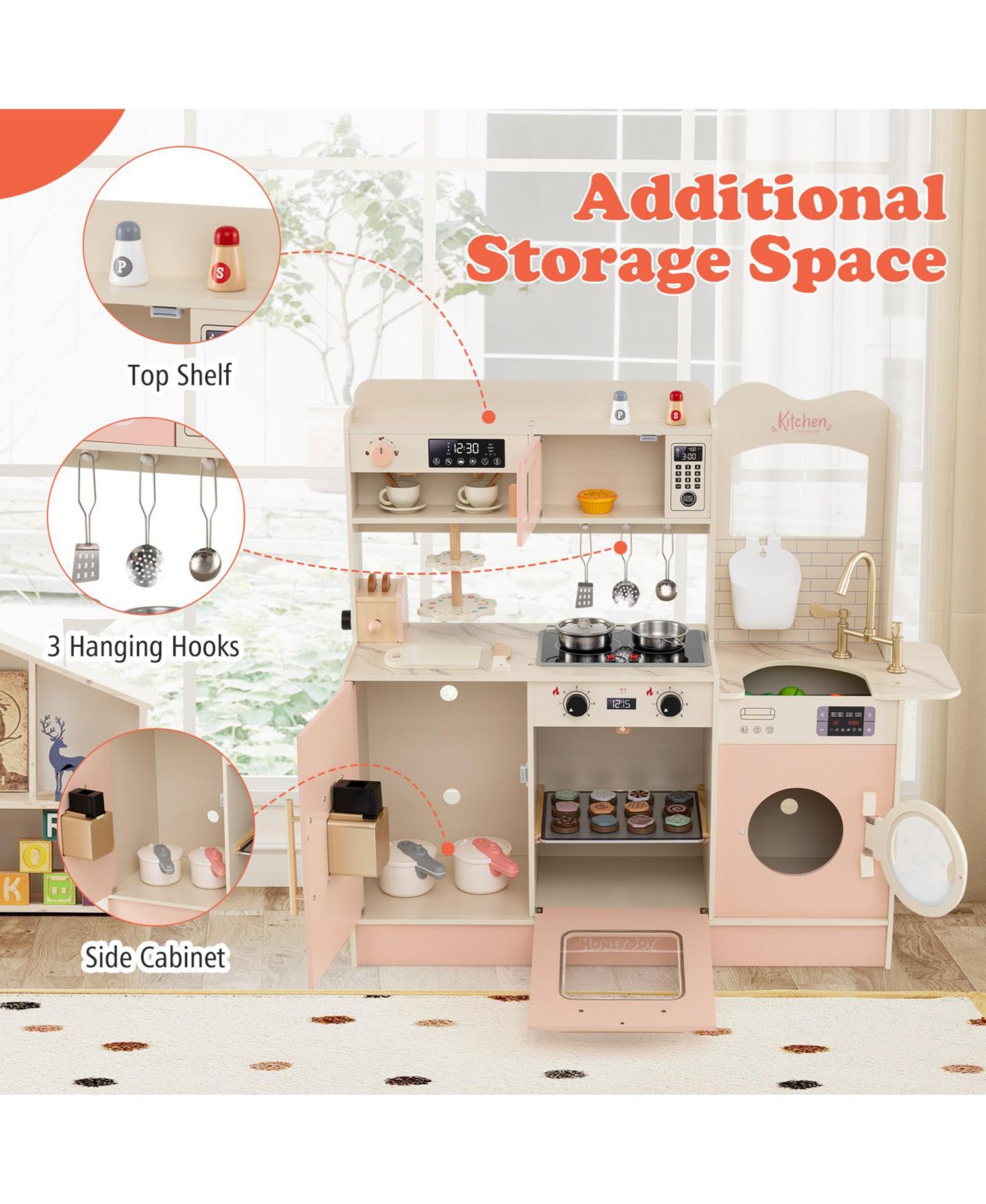 Детский игровой набор Mecale Light & Sound 25-Piece Kitchen Playset, Ages 3+, цвет: Розовый — фото 9