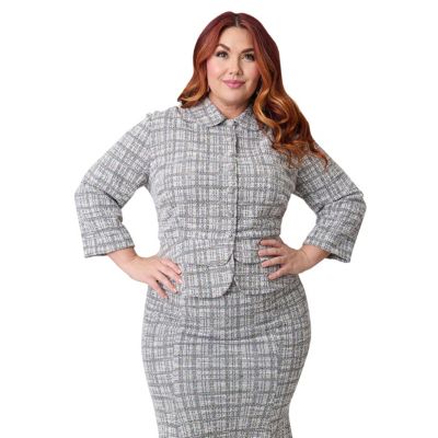 Plus Size Boucle Peplum Jacket