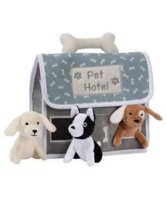 Lambs and Ivy Pet Hotel Interactive Plush Playset Toy w/ 3 Stuffed Animal Dogs