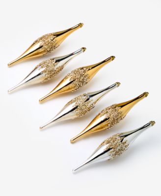 Opulence Shatterproof Gold-Tone & Silver-Tone Drop Ornaments, Set of 6